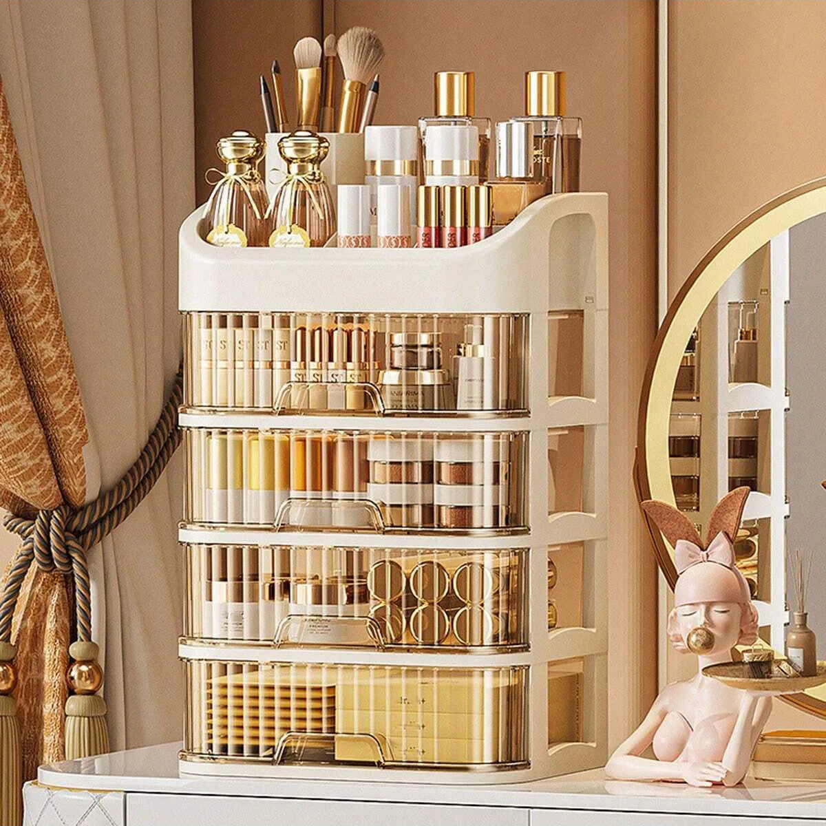 Storage Organizer Multi-Layer Makeup Box — Cosmetic Skincare Eyeshadow Lipstick for Dresser Bathroom