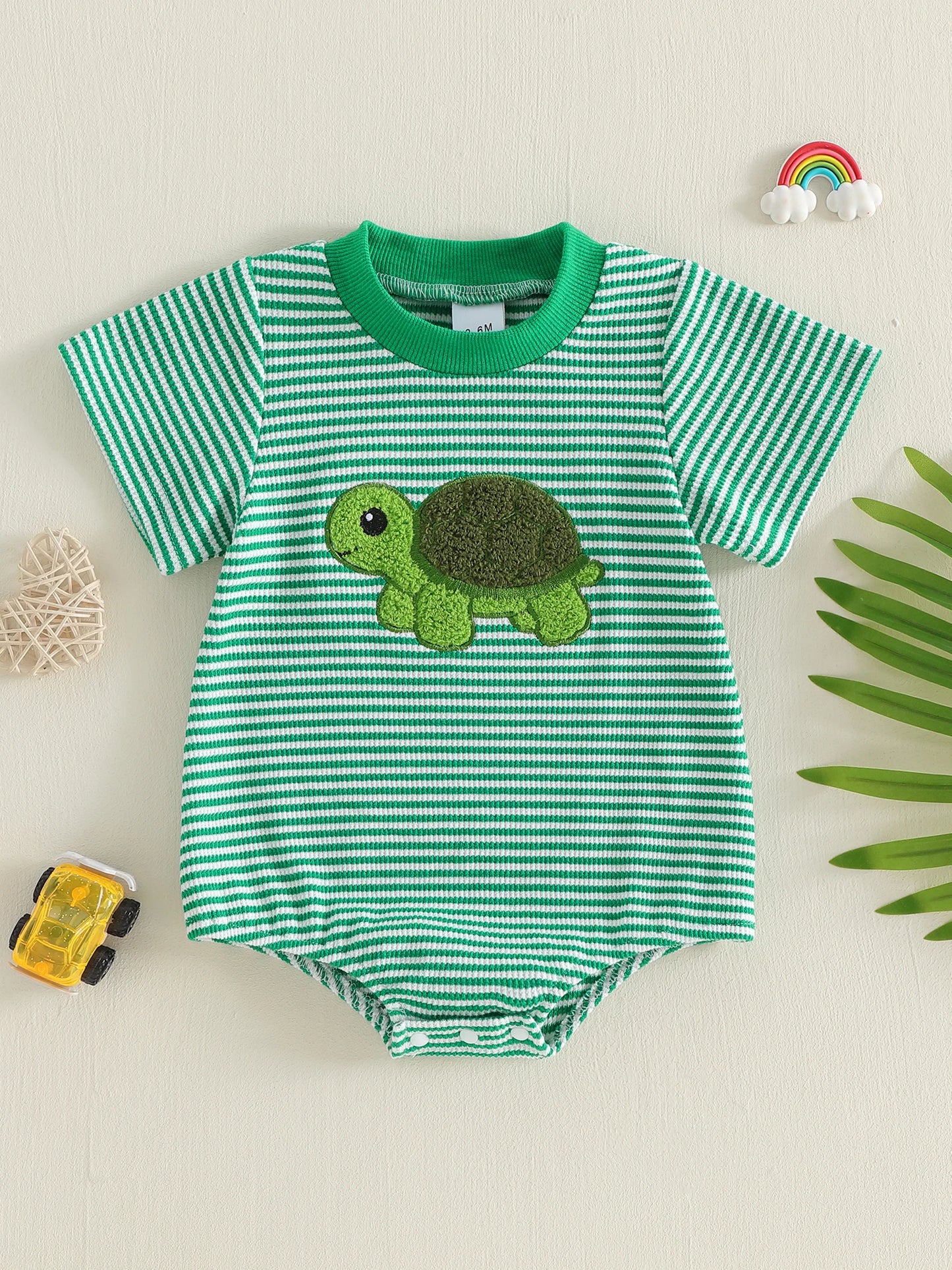 Infant Polka Dot Elephant Romper - Sleeveless Applique Jumpsuit — view 3 of baby rompers