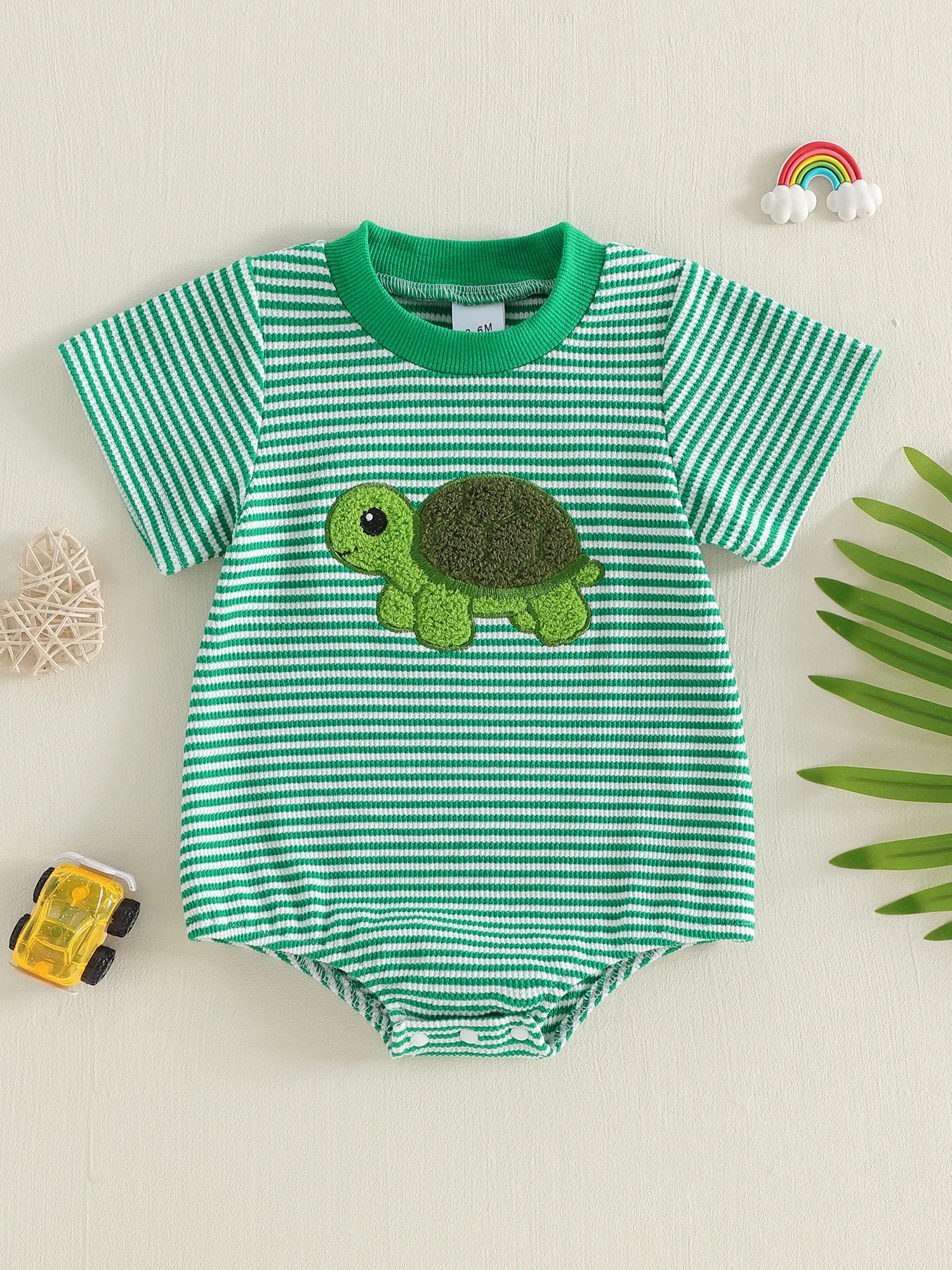 Infant Polka Dot Elephant Romper - Sleeveless Applique Jumpsuit — view 3 of baby rompers