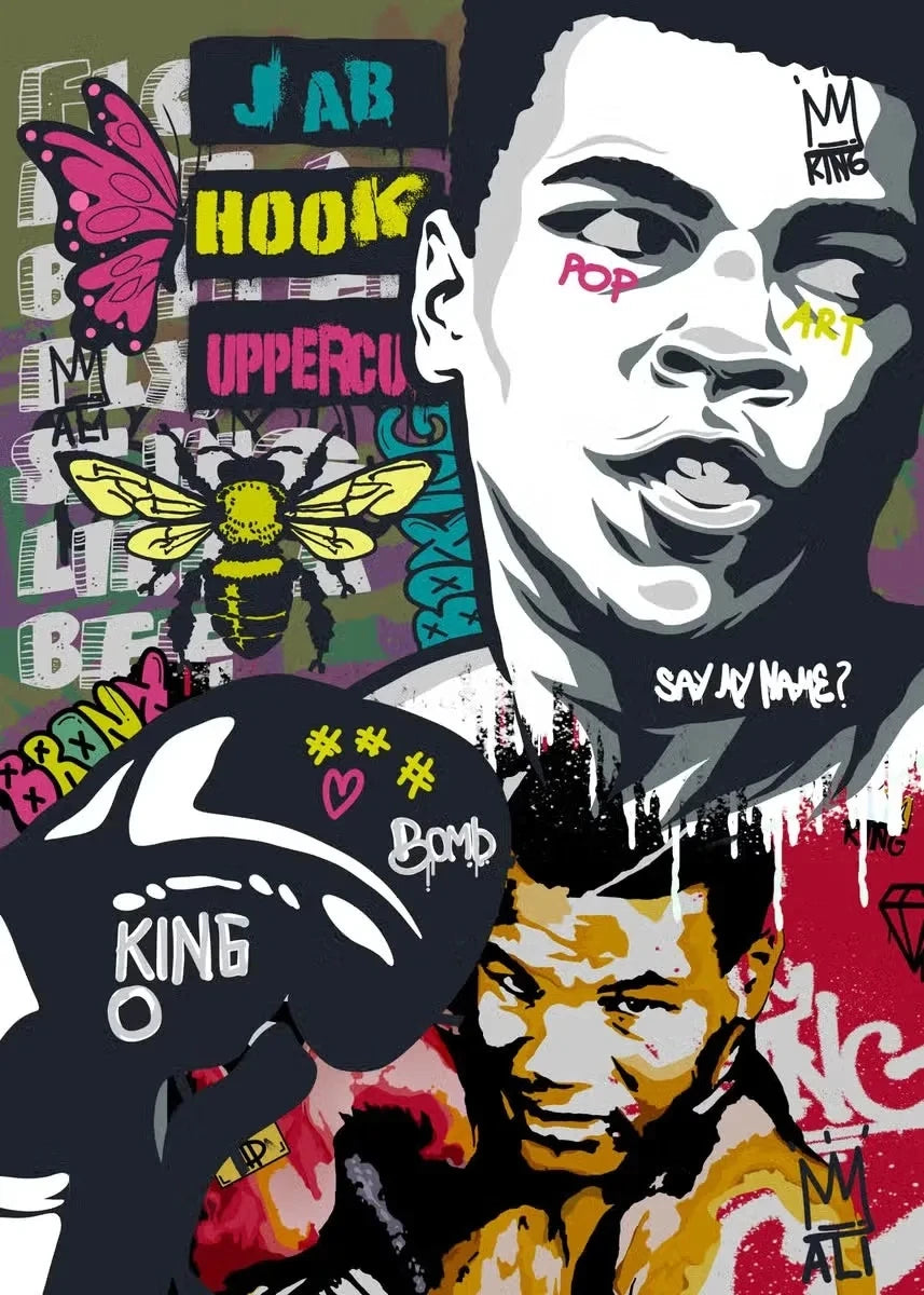 Home Decor Mike Tyson Boxing Graffiti Poster — Pop Canvas Wall Art, Boxer Legend Motivation