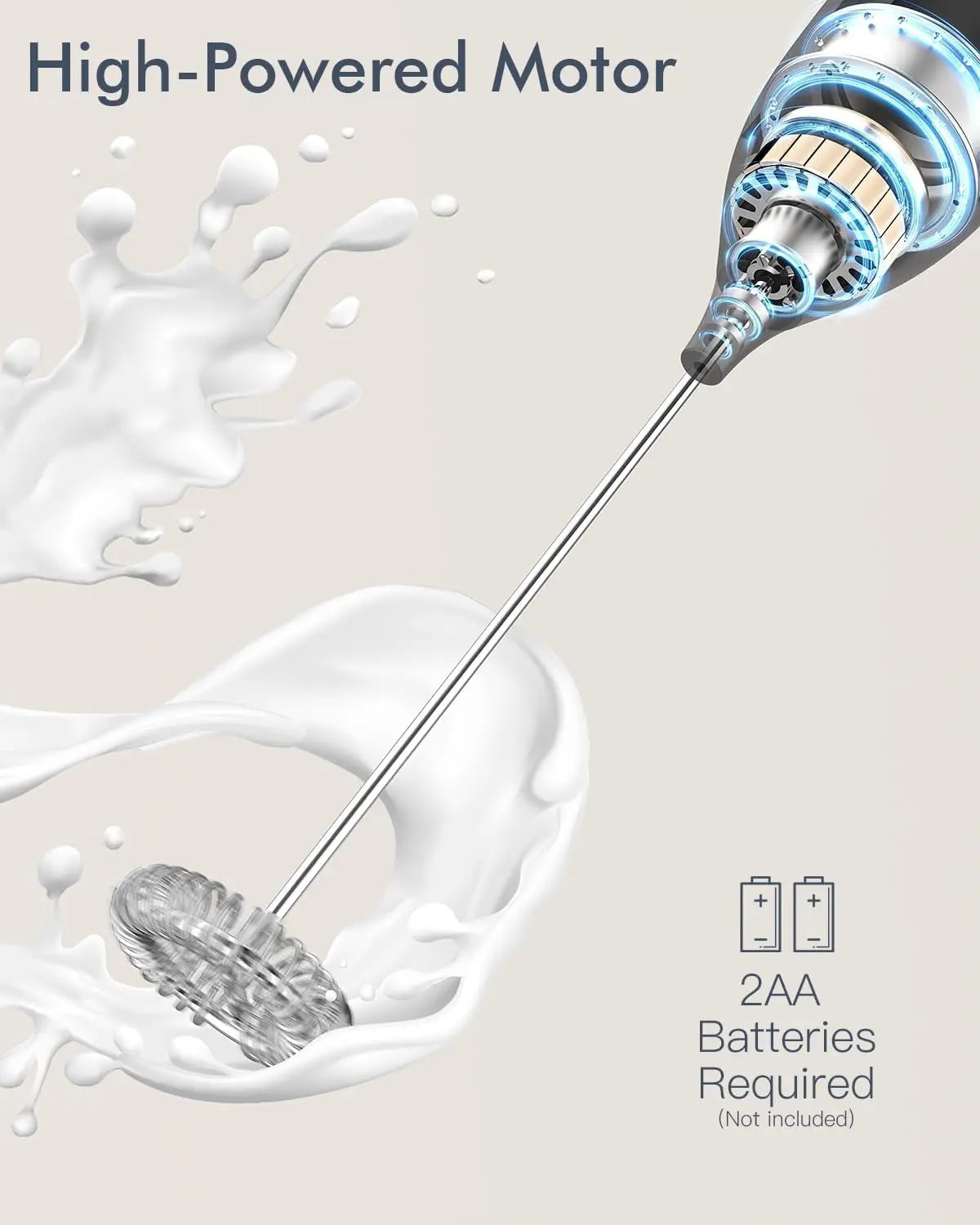 Handheld Electric Milk Frother Wand – Coffee Foam Maker & Whisk Mixer for Latte, Matcha & Hot Chocolate
