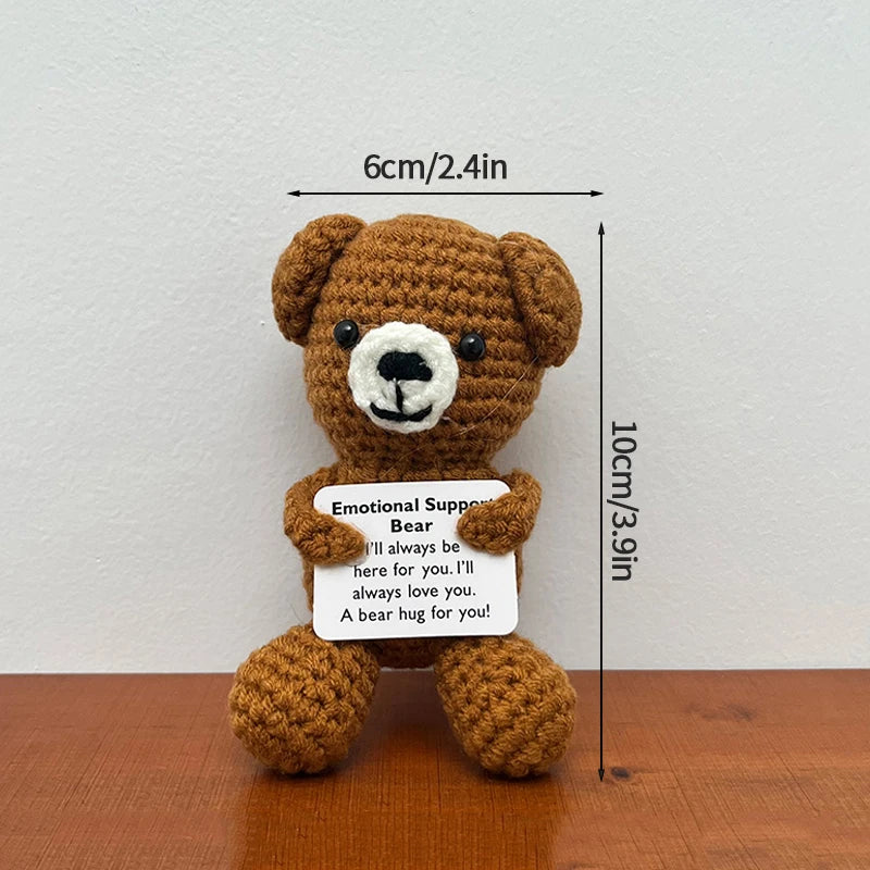 Home Decor Hand-Woven Crochet Ornament — Funny Vegetable Animal Doll with Hugging Card, Positive Energy Desk Accent & Gift