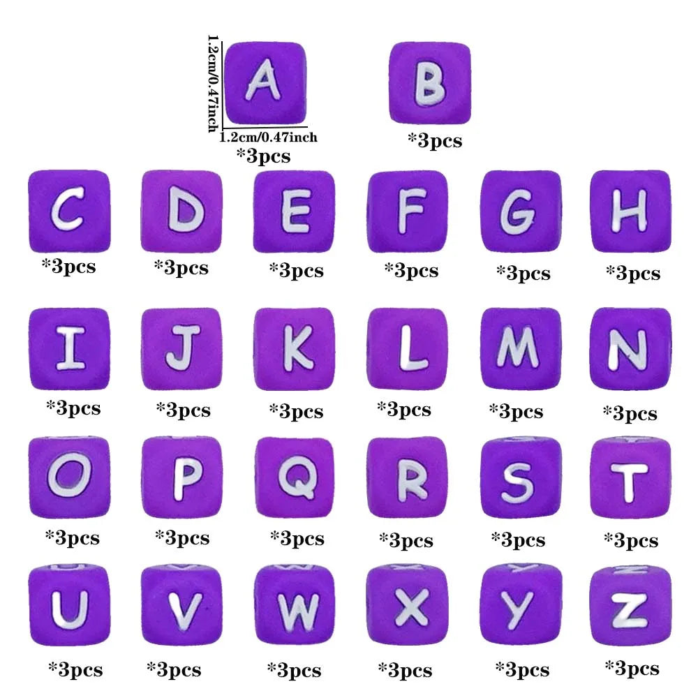 Pearl & Silicone Letter Beads 78pc 12mm — DIY Necklace Bracelet & Pen Charms — view 13 of beads