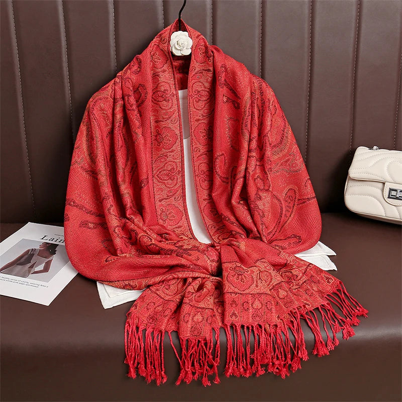 Pashmina Scarf in 58 Signature Shades — Cashmere-Feel Women's Tassel Shawl Wrap Color Stack