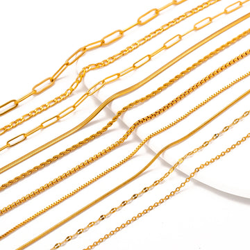 Unisex 5pc 18K Gold Cuba Cross Chain Necklace Set — PVD Plated Steel Jewelry — view 1 of jewelry