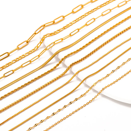 Unisex 5pc 18K Gold Cuba Cross Chain Necklace Set — PVD Plated Steel Jewelry — view 1 of jewelry