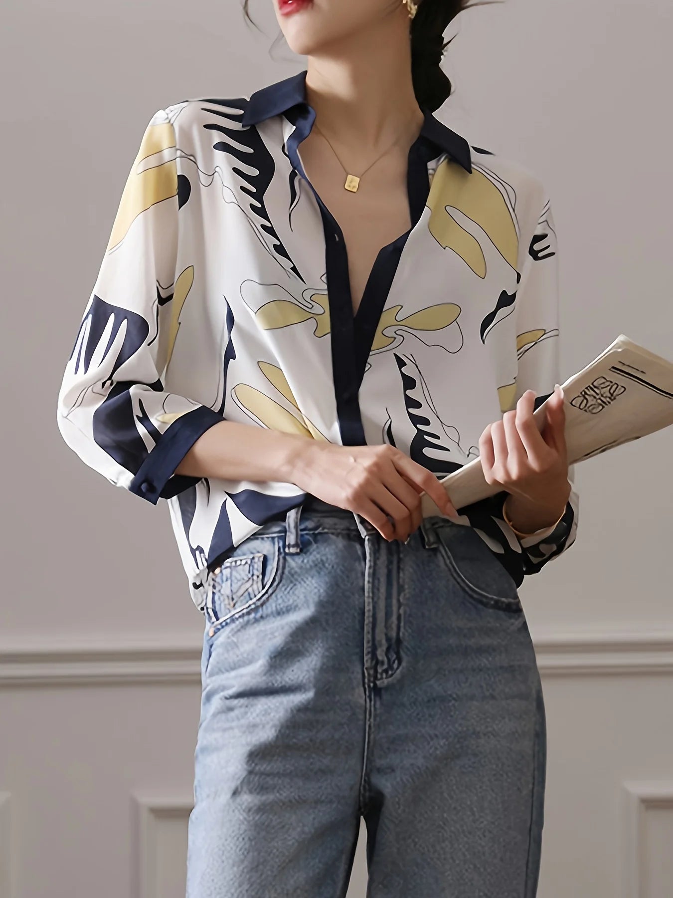 Fashion luxury ladies shirt France style woman printing blouse Spring Summer half sleeve Tops blusa mujer