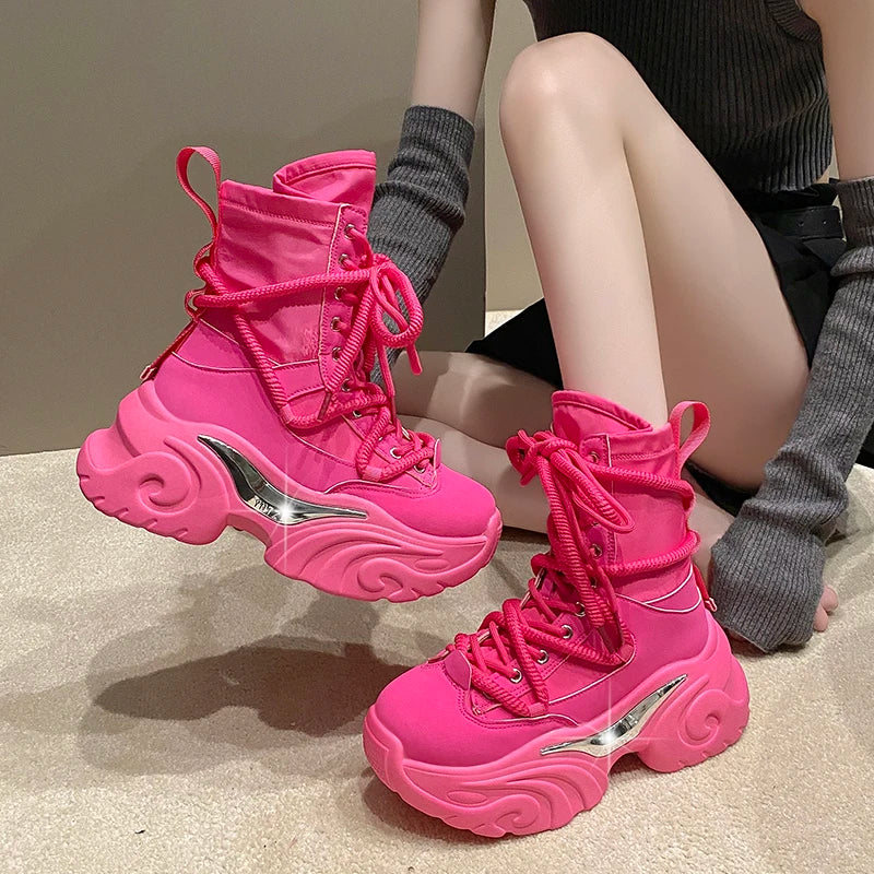 Chunky Platform Ankle Boots — Breathable High-Top Sneaker Booties 7.5 cm — view 2 of boots