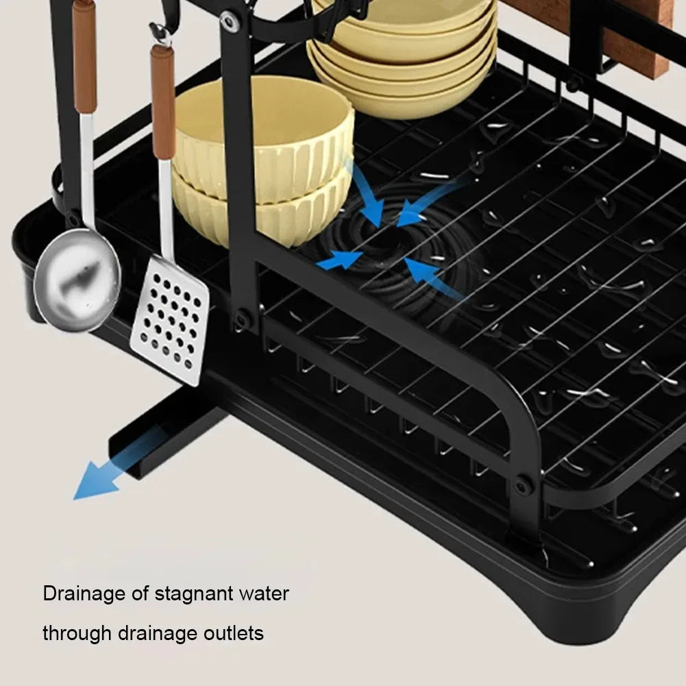 2-Tier Dish Drying Rack &mdash; Countertop Kitchen Storage with Drainboard &amp; Drain Basket — view 2 of kitchen gadgets