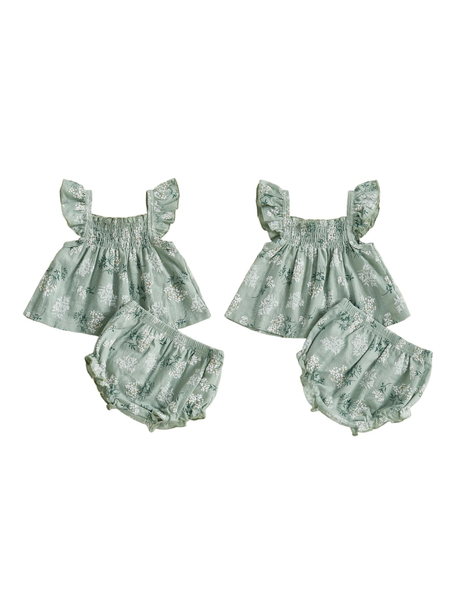 Toddler Girl Floral Flutter Sleeve Top & Shorts Set - Cottagecore Summer Outfit — view 3 of toddler sets