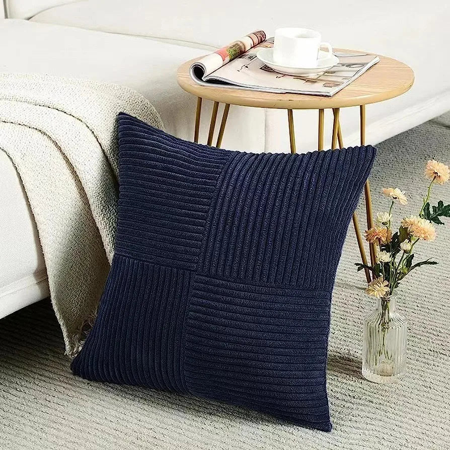 Rust Boho Corduroy Throw Pillow Cover &mdash; 18&times;18 in Terracotta Patchwork Accent Cushion — view 17 of cushion covers & pillow cases