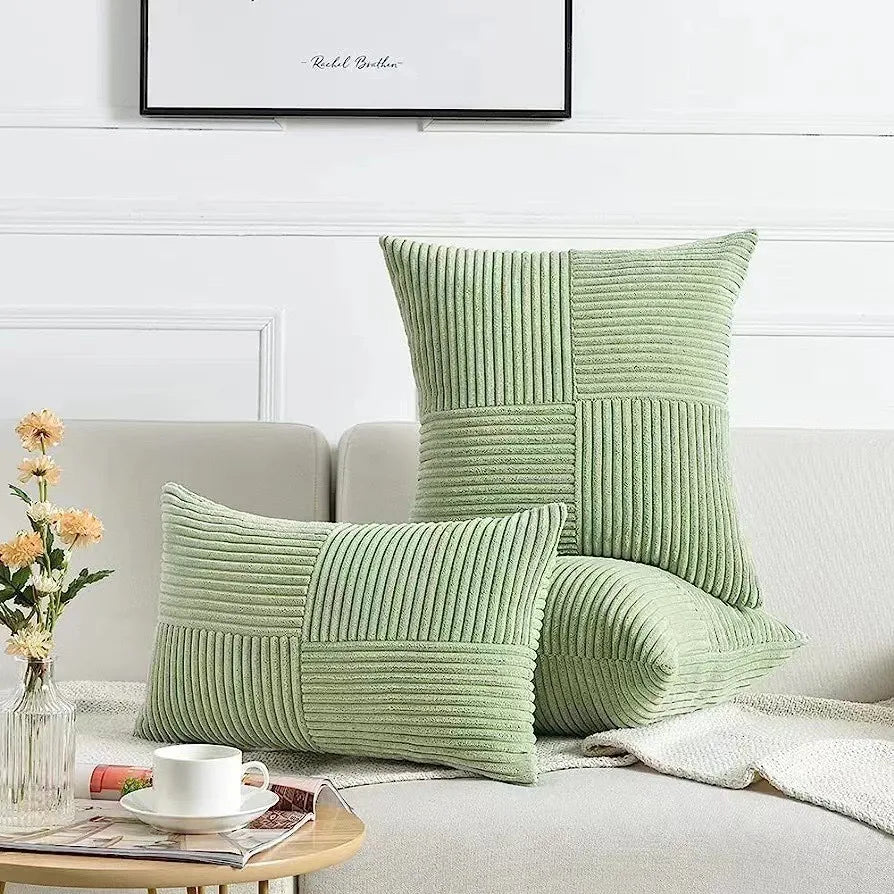 Rust Boho Corduroy Throw Pillow Cover &mdash; 18&times;18 in Terracotta Patchwork Accent Cushion — view 12 of cushion covers & pillow cases