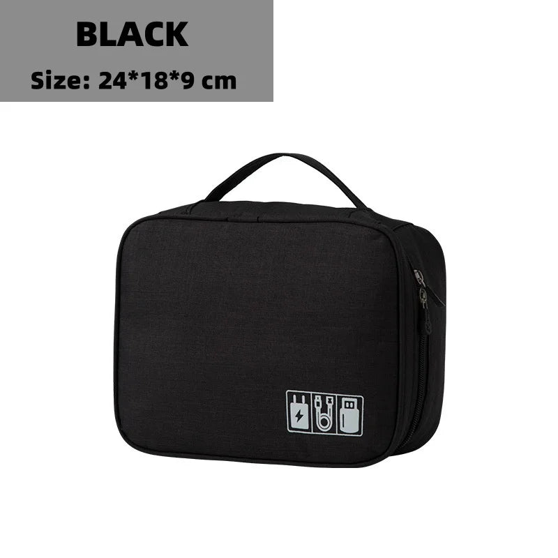 Waterproof Cable Organizer Bag - Portable Travel Electronic Accessory Case for USB Charger, Cords, Plugs & Data Cables Storage — view 6 of product