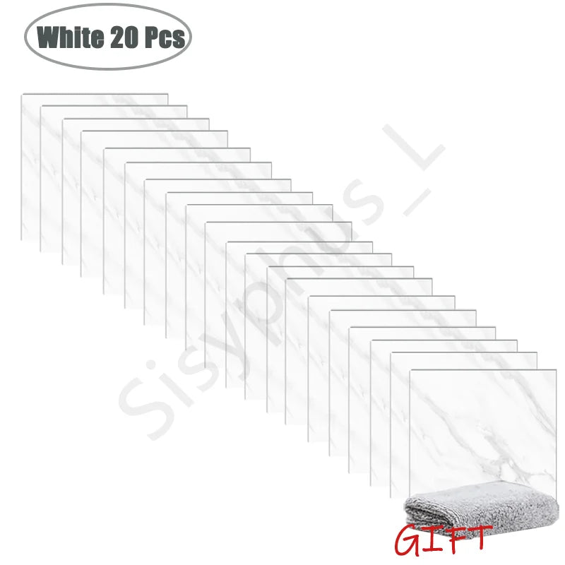 PVC Marble Peel-and-Stick Wall & Tile Stickers (10–50PCS) – Waterproof Self-Adhesive Floor & Backsplash Decor