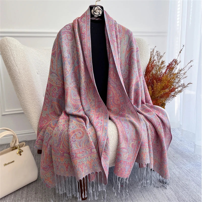 Pashmina Scarf in 58 Signature Shades — Cashmere-Feel Women's Tassel Shawl Wrap Color Stack — view 6 of scarves & wraps