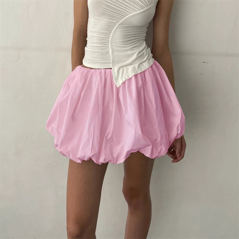 Women Bud Skirt 2000s Elastic Waist Loose Fitting Short Mini Skirt Going Out Party Skirts Streetwear