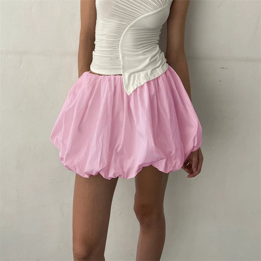 Women Bud Skirt 2000s Elastic Waist Loose Fitting Short Mini Skirt Going Out Party Skirts Streetwear
