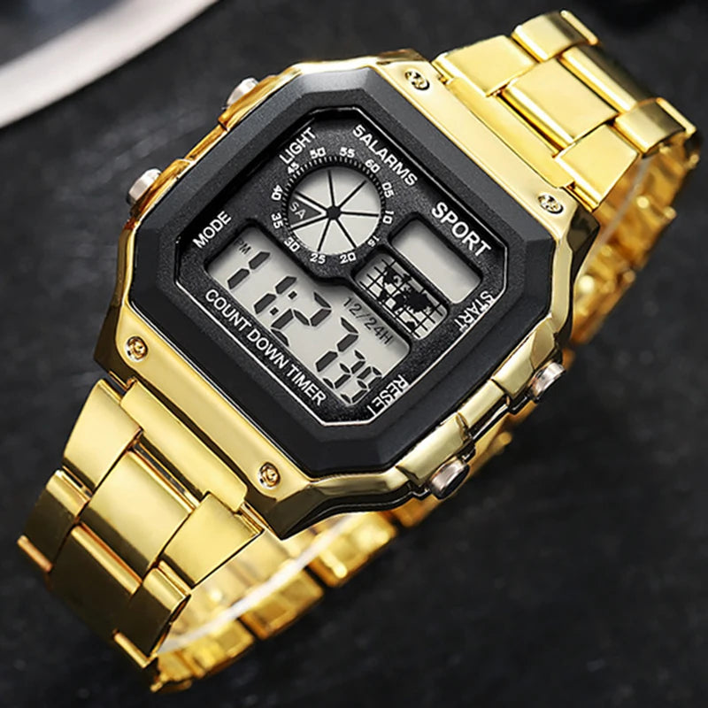 Men's Digital Luxury Watch — Stainless Steel LED Military Sport Wristwatch — view 1 of watches