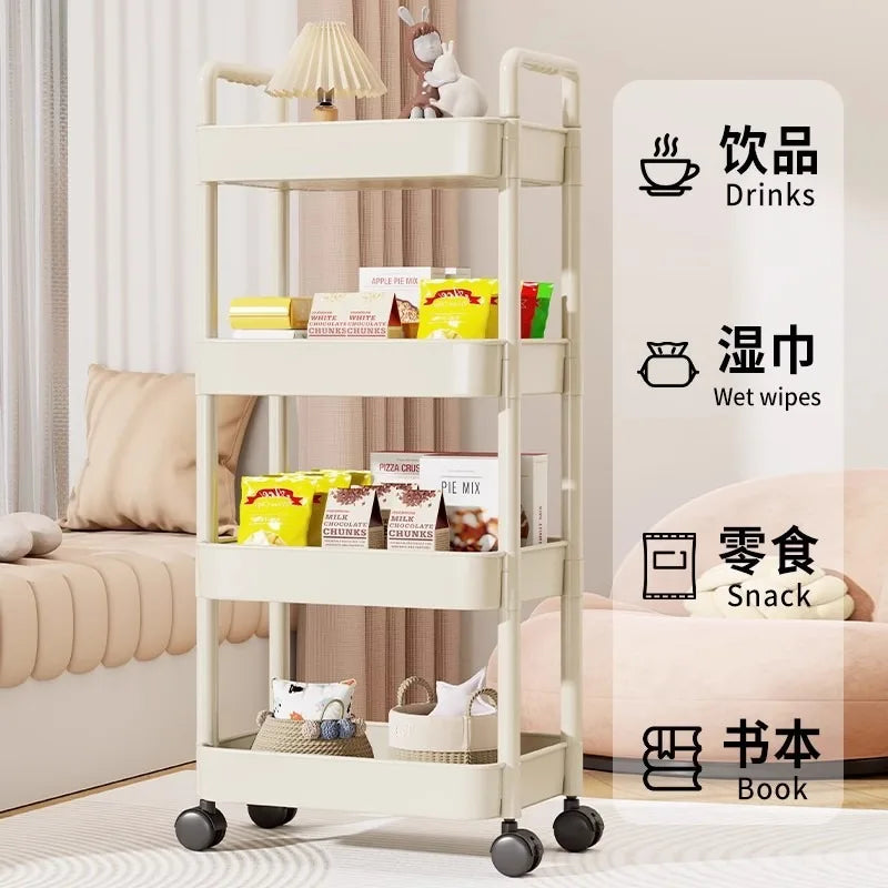 Storage Organizer Floor Trolley Cart — Multi-Layer Rolling Rack for Kitchen, Bathroom & Snacks — view 4 of storage & organisation