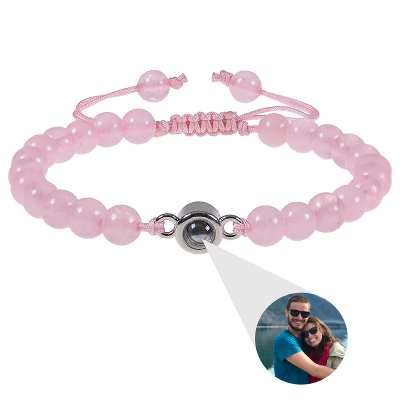Pearl-Style Custom Photo Projection Bracelet — 6mm Personalized Beads for Couples — view 16 of bracelets