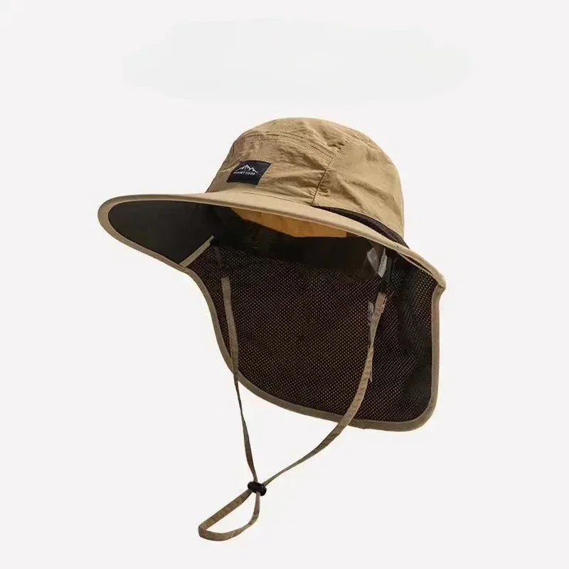 Bucket Hat Wide Brim Neck Protection — UV Outdoor Hiking Fishing Gardening Sunscreen Panama — view 8 of hats & caps