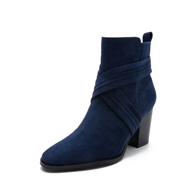 Pointed-Toe High-Heel Ankle Boots — Zipper Pump Booties for Autumn — view 9 of boots