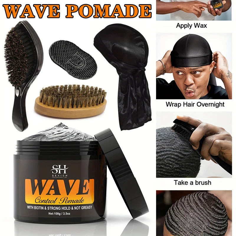 360 Waves Pomade Set (100g) – Wave Control + Brush — view 5 of beauty & personal care