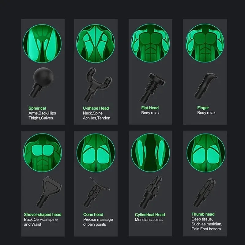 Fascia Gun — Electric Massage Gun, 8-Head Deep-Tissue Muscle Recovery Massager — view 4 of sports & fitness