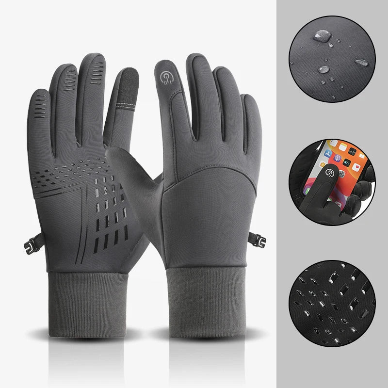 Cycling Gloves Autumn Winter Camping — Velvet Water-Repellent Touchscreen Anti-Slip Riding Gloves — view 7 of gloves