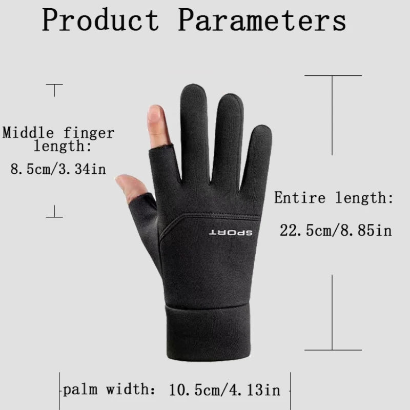 Velvet-Lined Winter Driving Gloves — Two-Finger Exposed Touchscreen Windproof Waterproof Gloves — view 2 of gloves