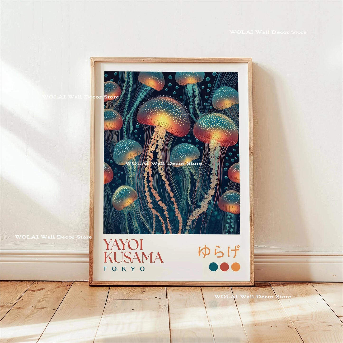 Yayoi Kusama Koi &amp; Jellyfish Canvas Poster &mdash; Japanese Hokusai Giant Wave Wall Art