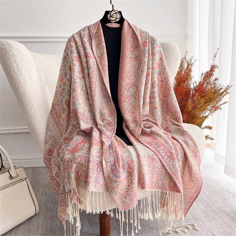 Pashmina Scarf in 58 Signature Shades — Cashmere-Feel Women's Tassel Shawl Wrap Color Stack