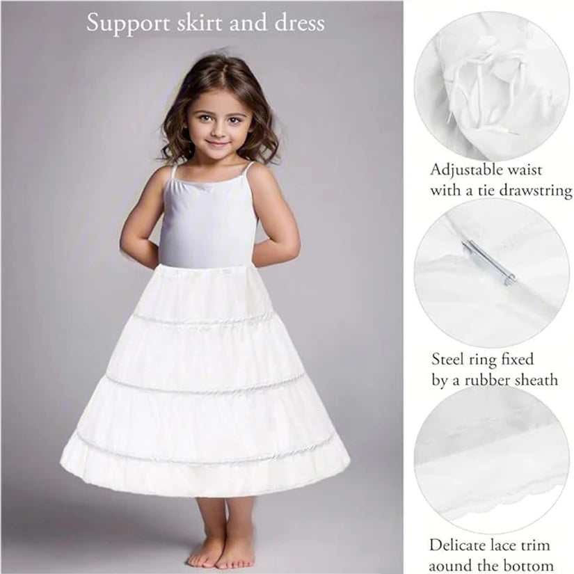 Girls 3-Hoop Petticoat - Flower Girl Crinoline Full Slip Skirt — view 2 of petticoats