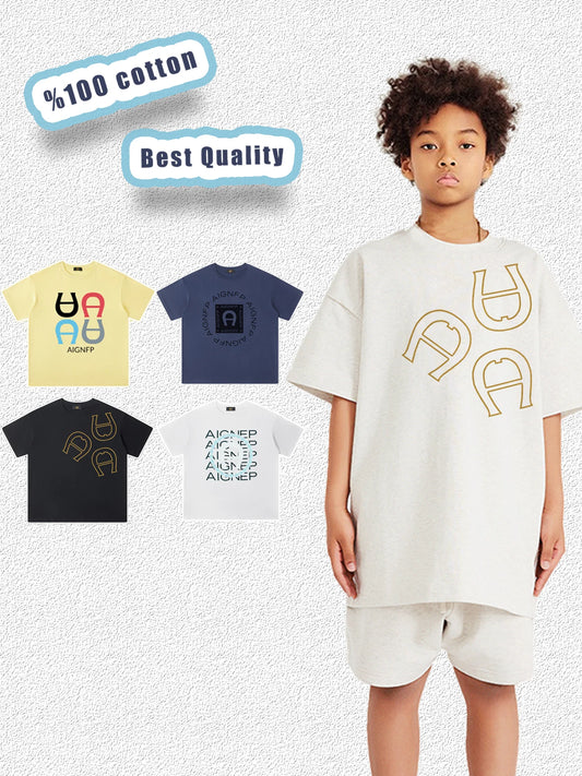 Fashion Boys Clothes Tees Summer Cotton Kids Short sleeve Letter Print Tops Boy T-shirt Trendy Casual Teen Children Half Sleeve