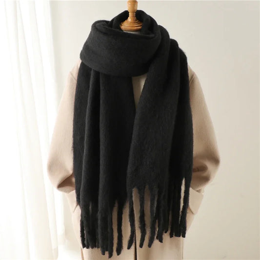 Winter Scarf Women Chunky Tassel — Cashmere Warm Pashmina Blanket Wrap Big Tassel Long Poncho — view 1 of scarves & wraps