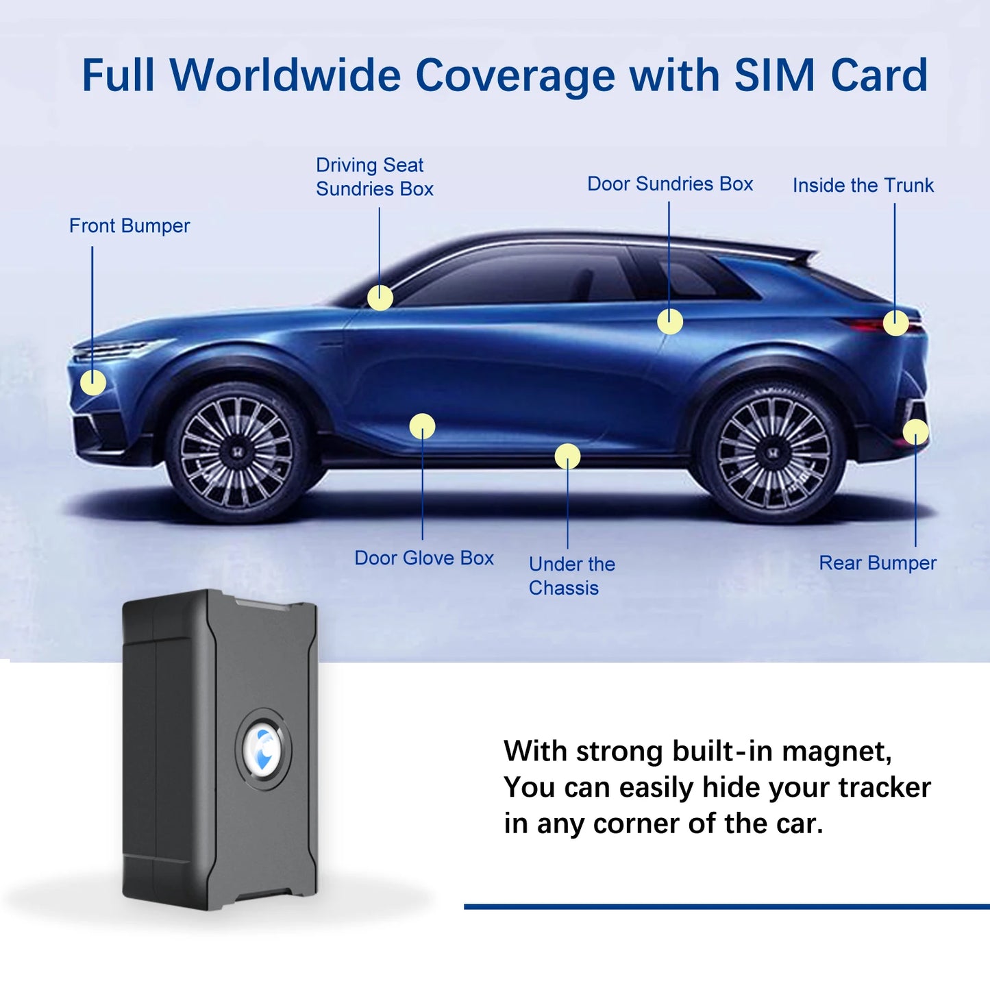 15-Day Battery GPS Tracker – Anti-Theft Vehicle Locator for Car/Truck/Moto/Luggage (Service Fee Required)