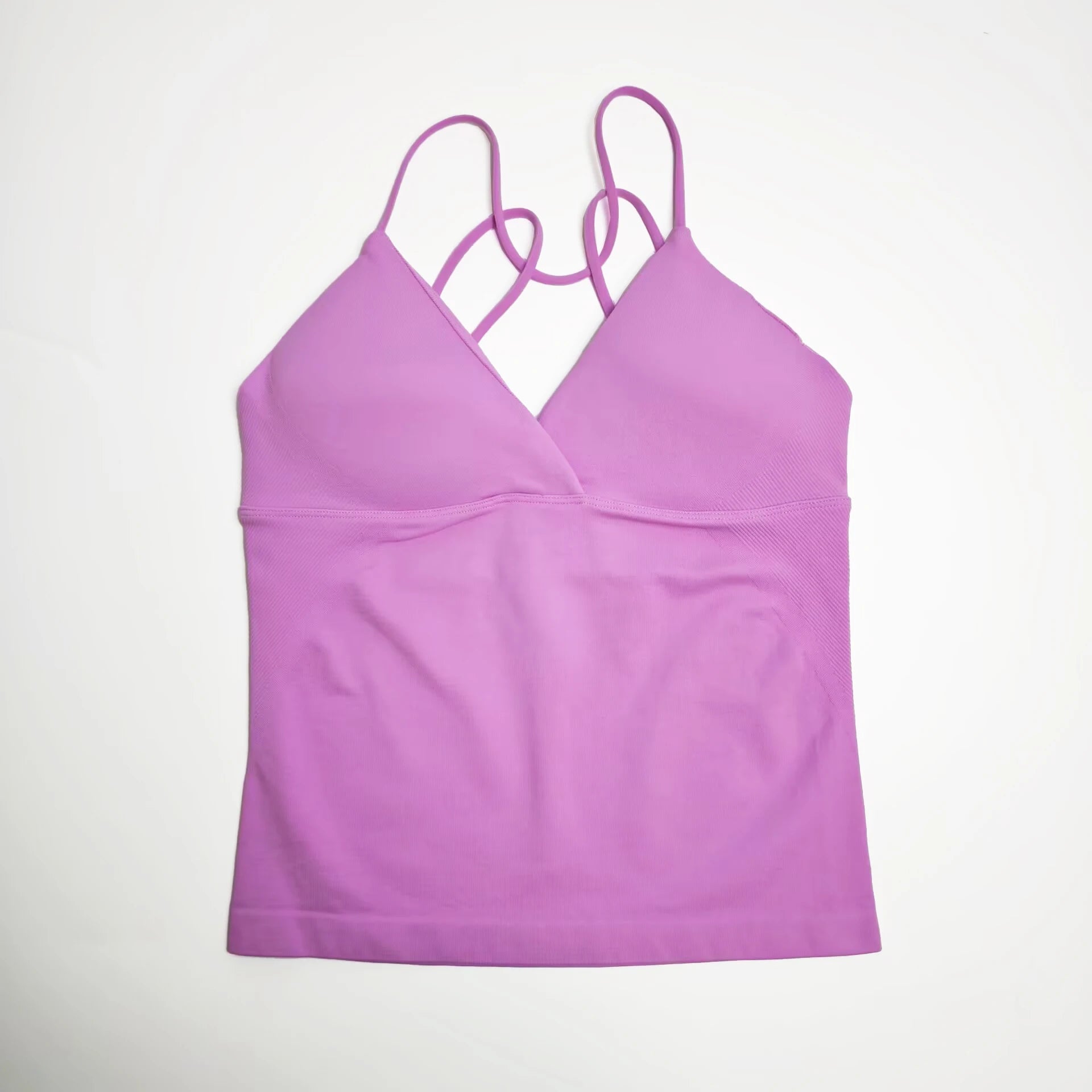 Women's Activewear Twist-Front Longline Workout Tank — Seamless Built-In Bra Yoga Top — view 9 of women's activewear