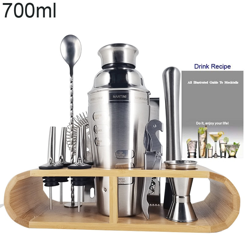 1-14 Pcs Stainless Steel Cocktail Shaker Set – 600ml/750ml Mixer for Drinks