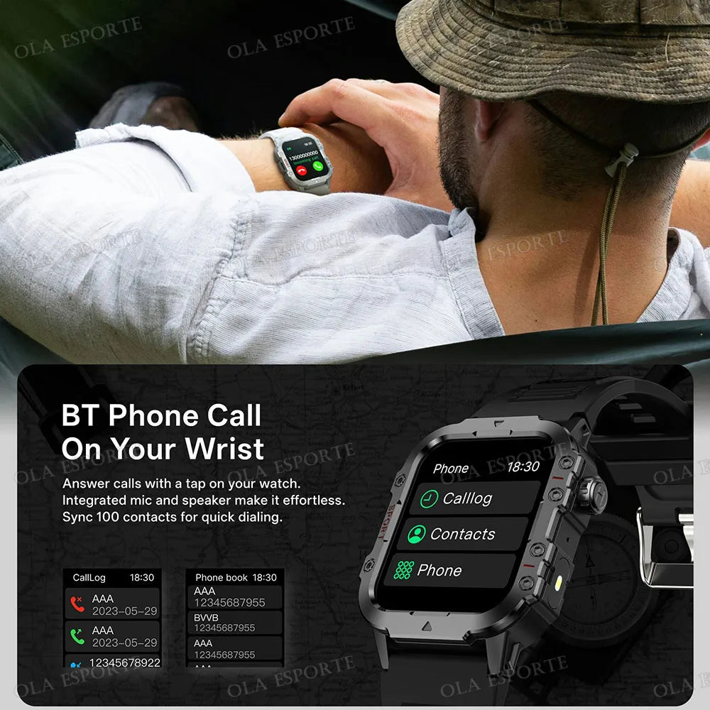 2025 Men's Military Smart Watch — IP67 3ATM Waterproof Outdoor Sports Smartwatch — view 4 of smart watches