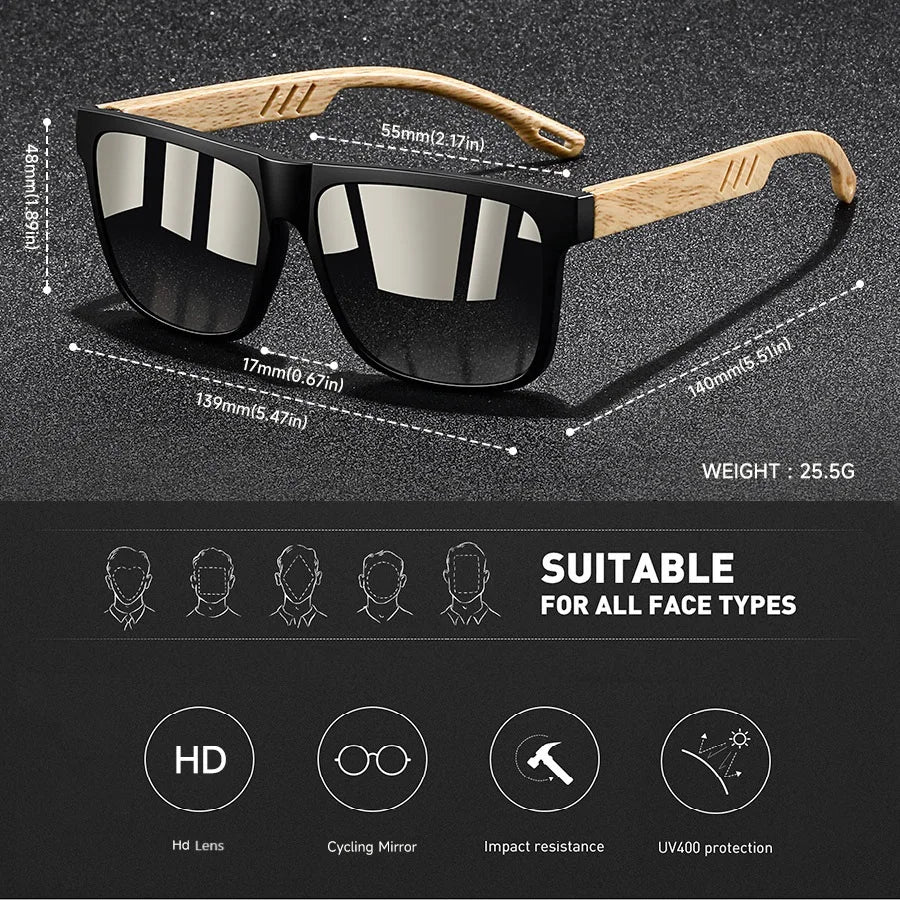 Vintage Square Frame Sunglasses, UV400 for Driving & Fishing — view 6 of sunglasses