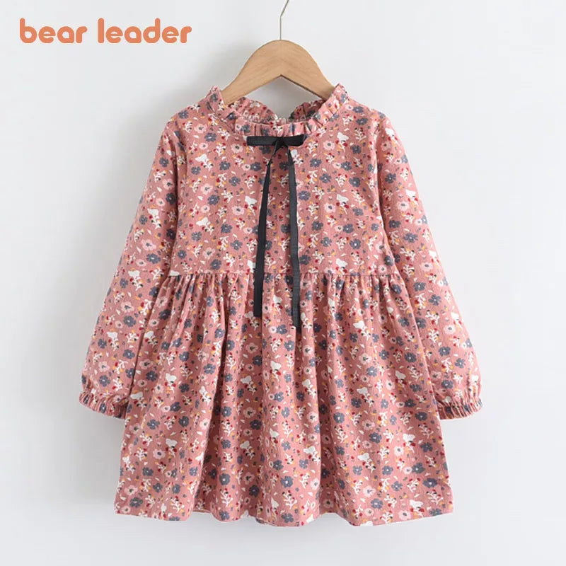 Bear Leader Girls' Floral Princess Dress – Spring & Autumn Outfit (2-8Y)