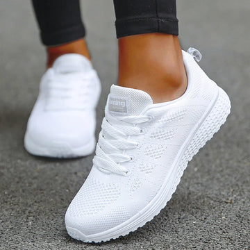 Women's Mesh Tennis Sneakers — Lace-Up Breathable Comfortable Trainers — view 1 of sneakers