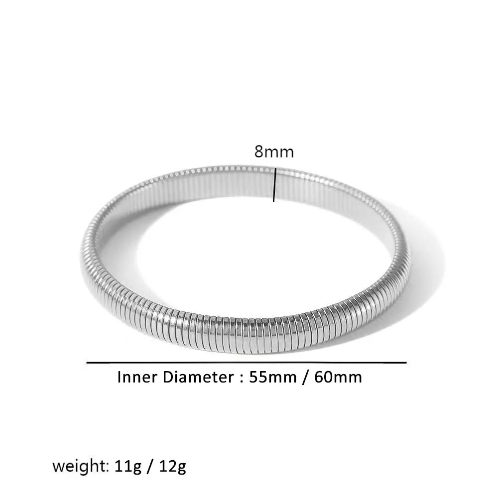 Women's 304L Steel Elastic Bracelet — 18K Gold Plated Chunky Punk Bangle Jewelry — view 9 of jewelry