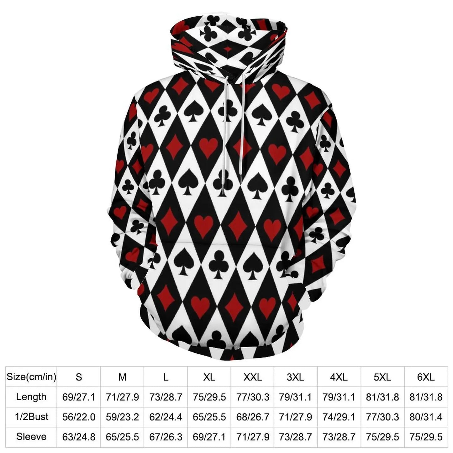 Poker Cards Suits Hoodies Playing Card Street Style Casual Hoodie Long Sleeve Aesthetic Graphic Sweatshirts Birthday Gift