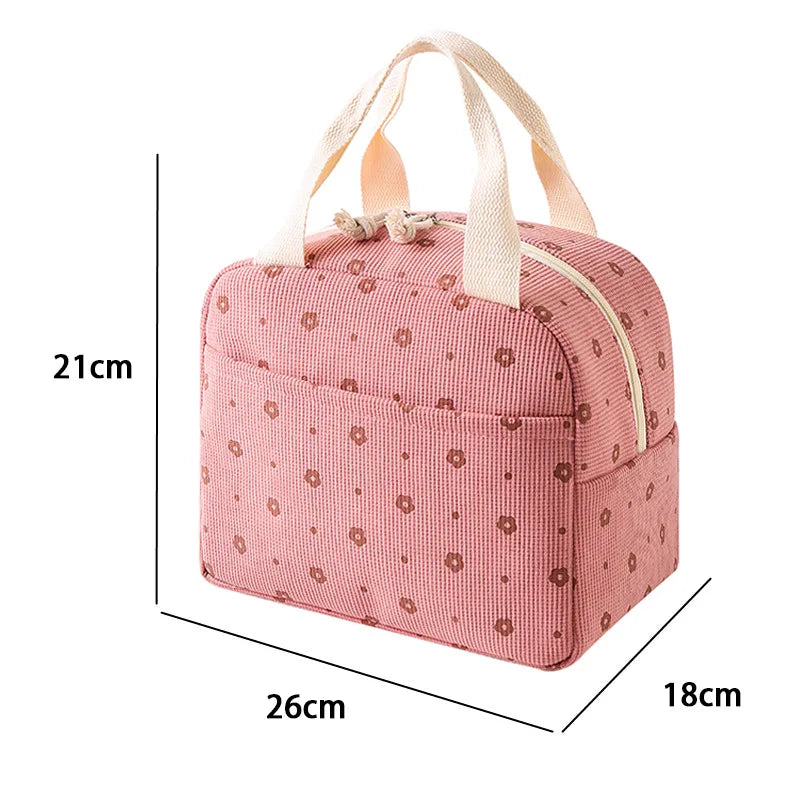 Floral Corduroy Lunch Bag - Cottagecore Thermal Lunch Tote for Tweens & Adults — view 5 of lunch bags