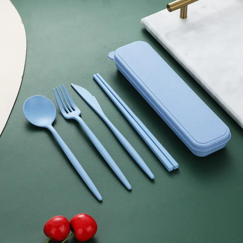 Wheat Straw Portable Cutlery Set &mdash; 4-Piece Reusable Chopstick, Fork, Knife &amp; Spoon — view 9 of dining & tableware