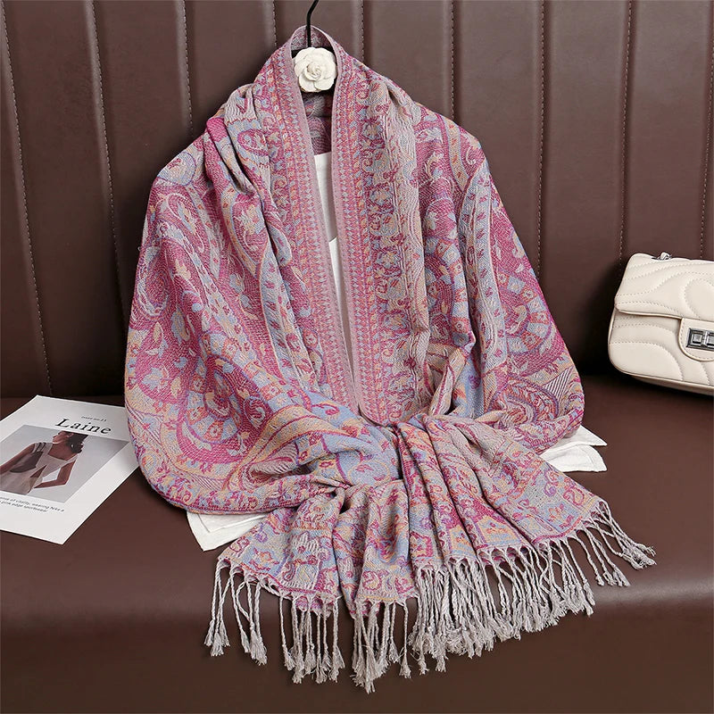 Pashmina Scarf in 58 Signature Shades — Cashmere-Feel Women's Tassel Shawl Wrap Color Stack