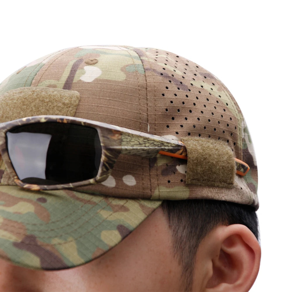 Camouflage Baseball Cap Outdoor — Tactical Sun Protection Hunting Hiking Fishing Men's Hat — view 3 of hats & caps