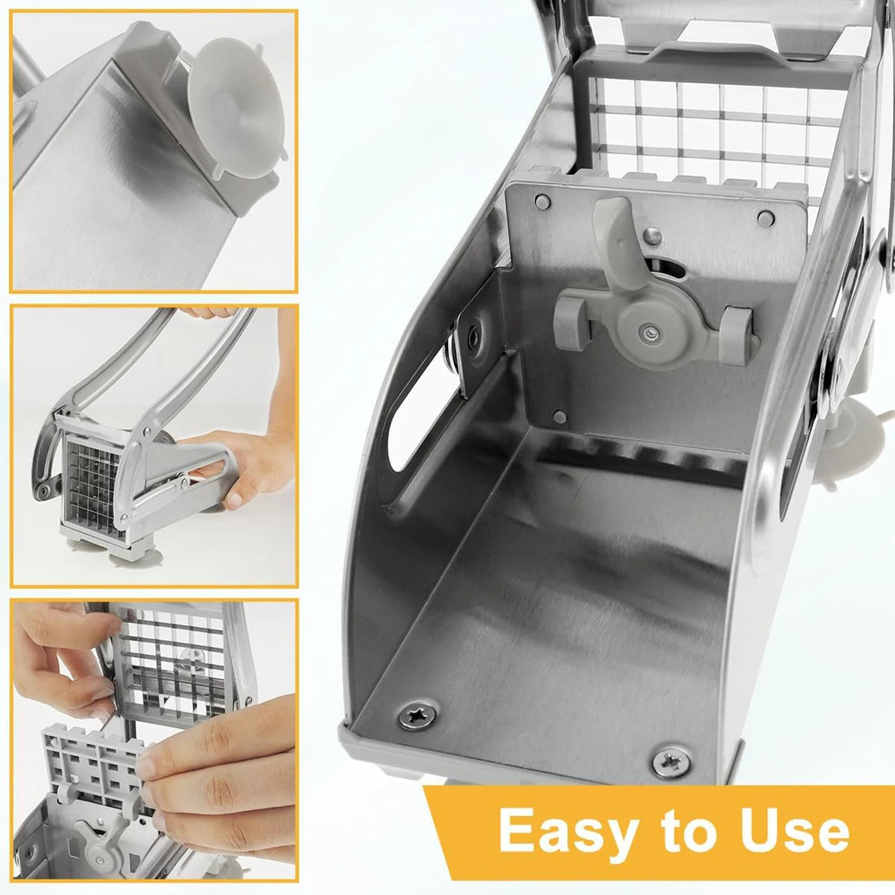 Stainless Steel French Fry Cutter – Quick-Cut Potato Slicer with 36/46-Hole Blades — view 4 of home & kitchen