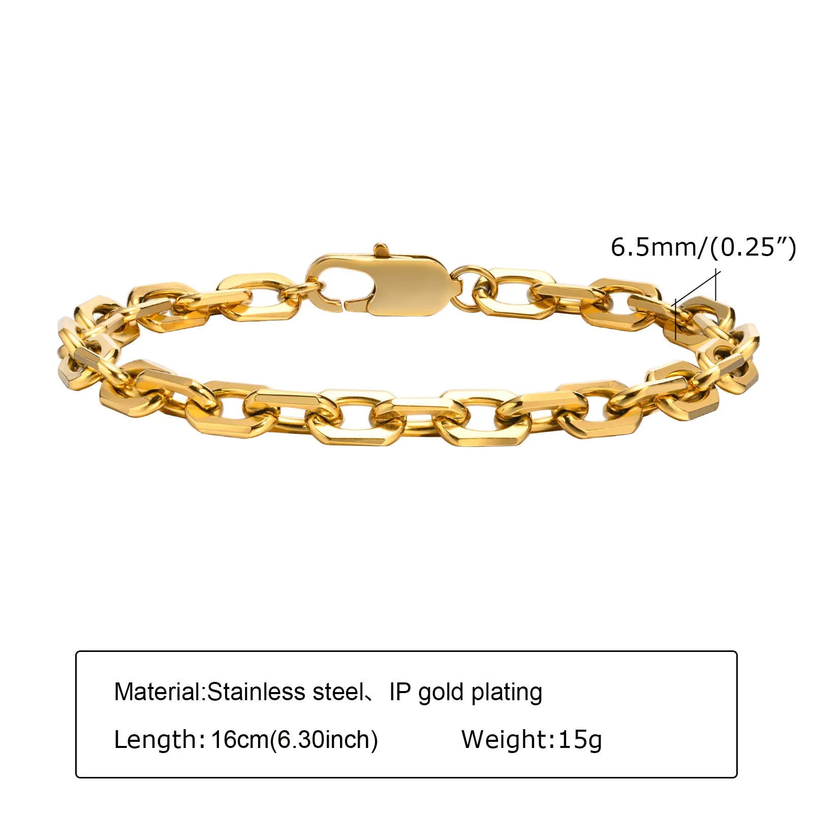 Women's 18K Gold-Plated Twist Paperclip Chain Bracelet Stainless Steel Stackable Wrist Chain — view 18 of bracelets